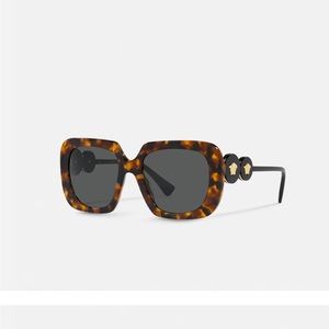 VERSACE DOUBLE MEDUSA SQUARED SUNGLASSES in Havana